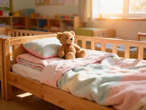 Starannie złożony zestaw ubranek dla noworodka w pastelowych kolorach, przygotowany na wyprawkę do szpitala.