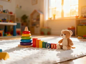 Minimalistyczny kącik z przewijakiem i wiklinowymi koszami, które pomagają uporządkować rzeczy niemowlaka w małym mieszkaniu.