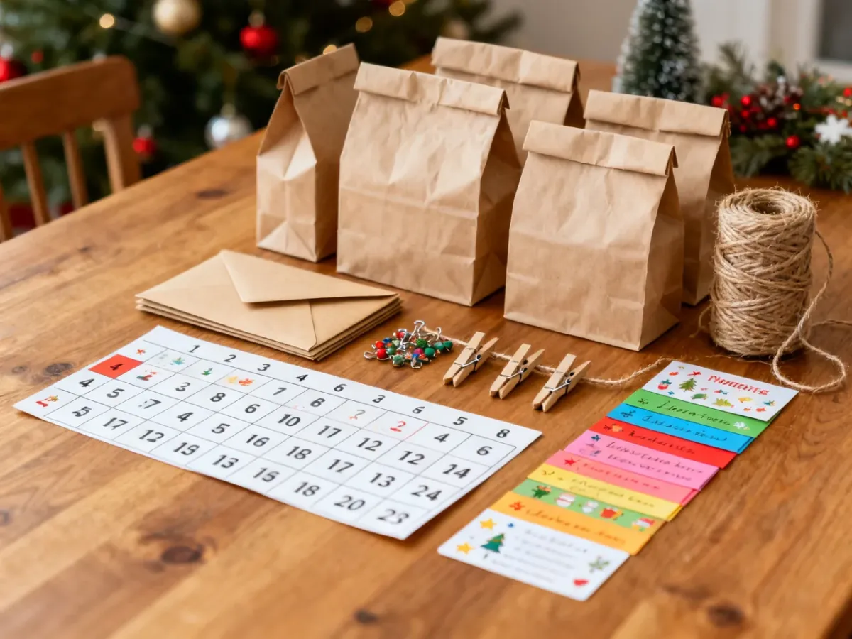 Materiały potrzebne do wykonania kalendarza adwentowego DIY